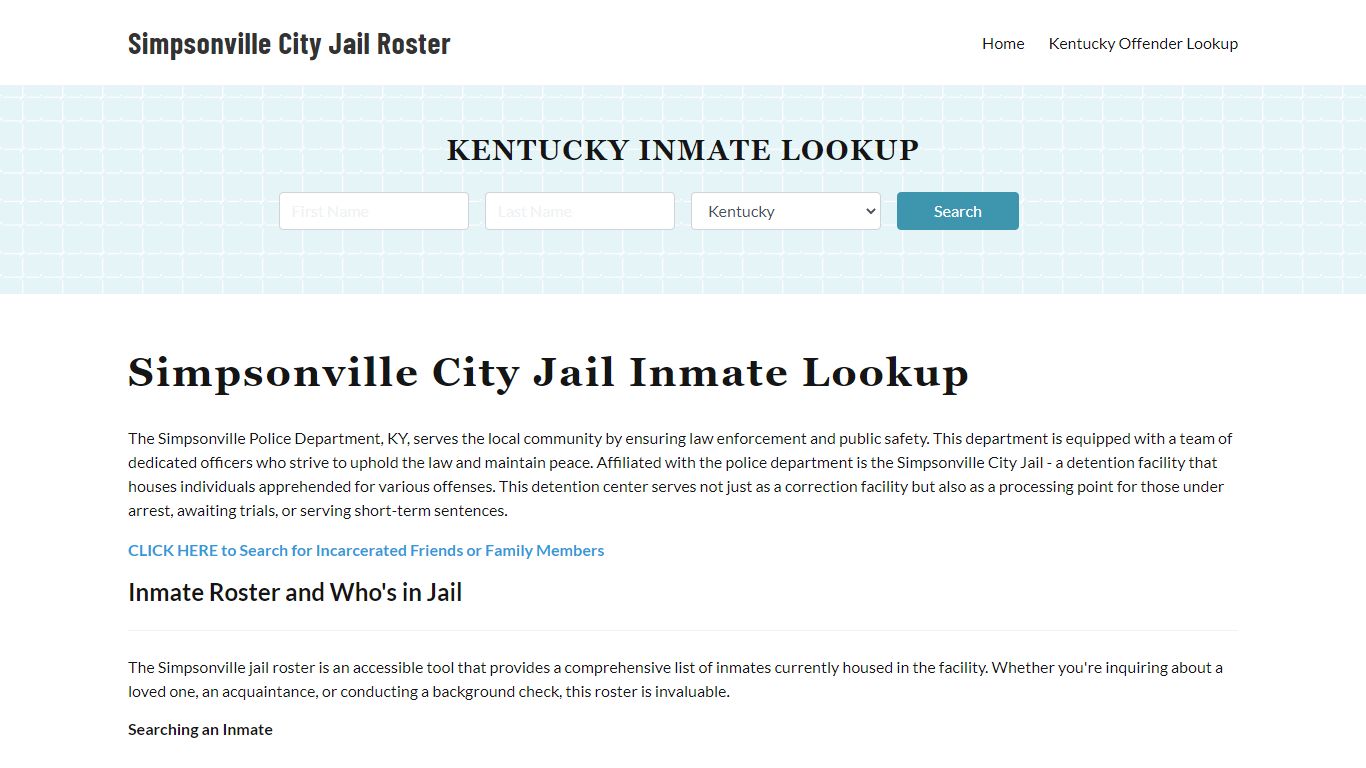 Simpsonville Police Department Jail Inmate Lookup